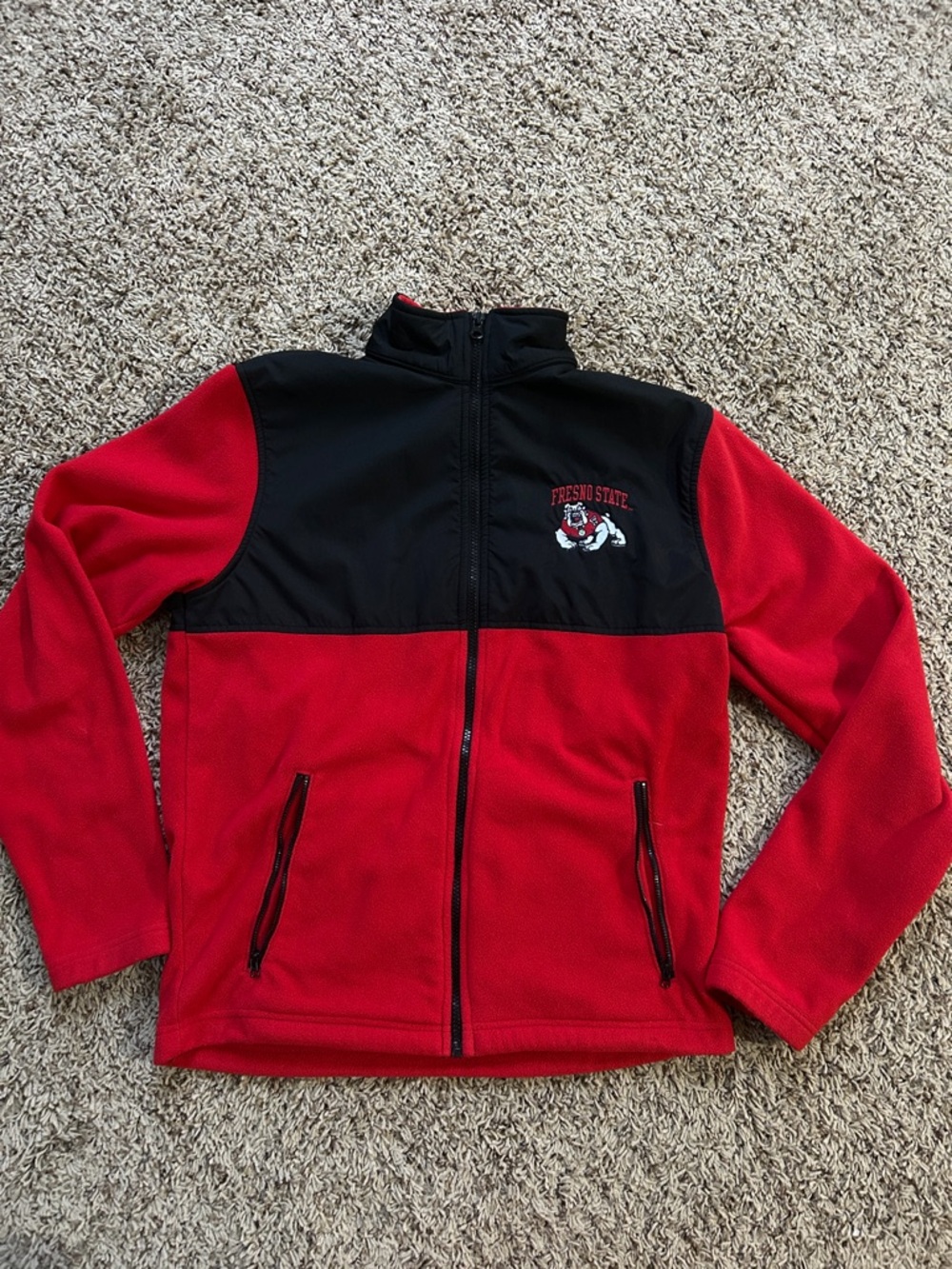 Fresno State Red and Black Full‑Zip Fleece Jacket